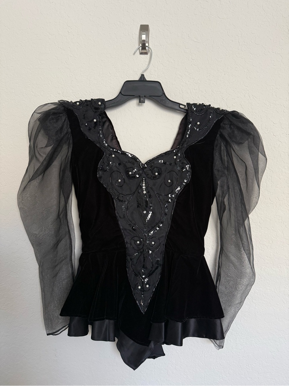 Vtg 80s Climax Karen Okada Velvet Evening Jacket Organza Dark Romance Goth Glam
